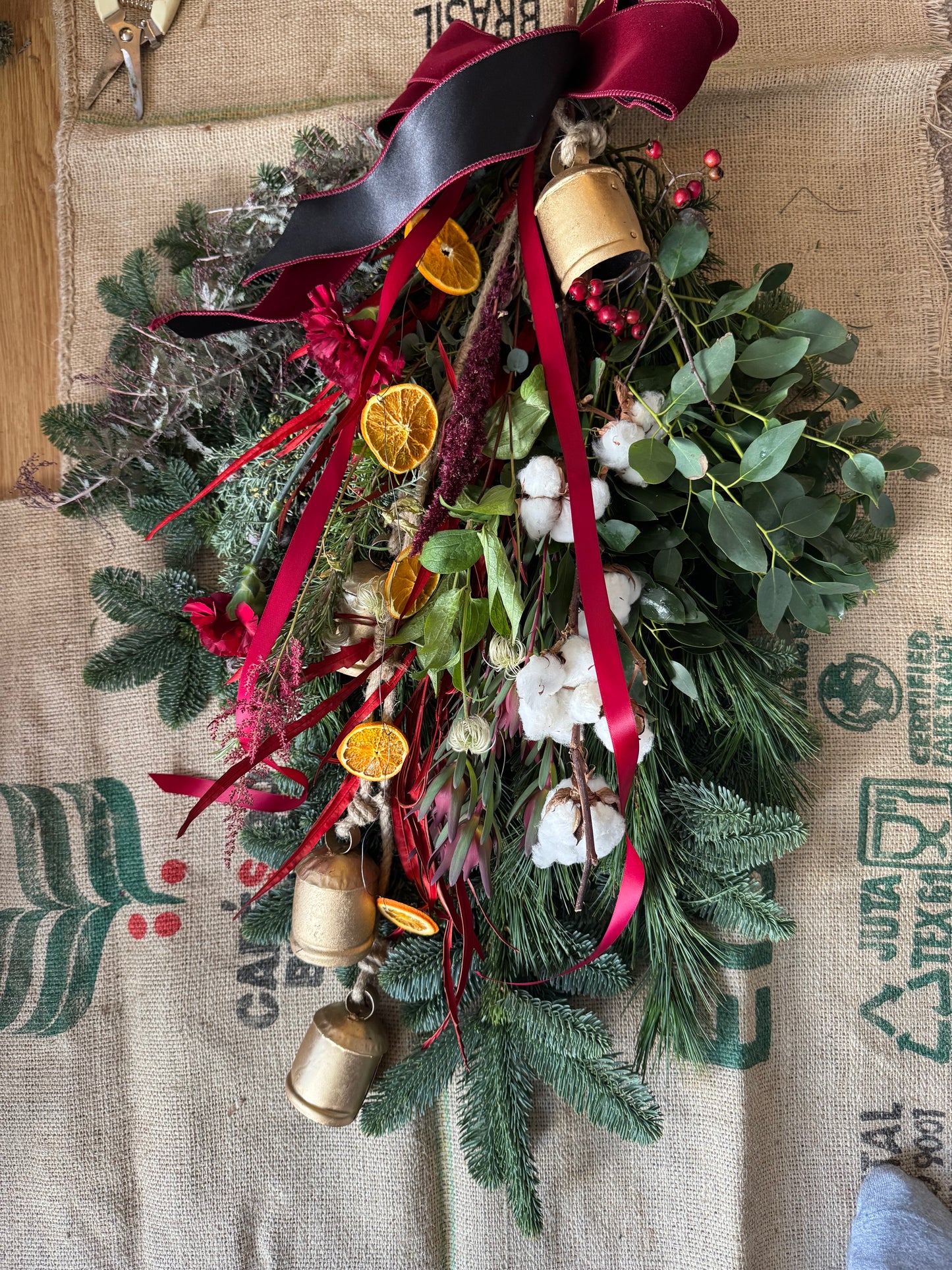 Handmade Christmas Swag: Fresh Foliage & Festive Accents