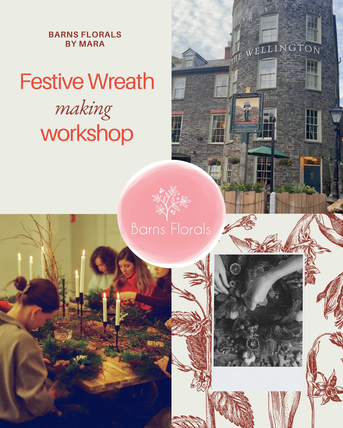 Christmas wreath workshop on 4th December with festive foliage and mulled wine – Barns Florals