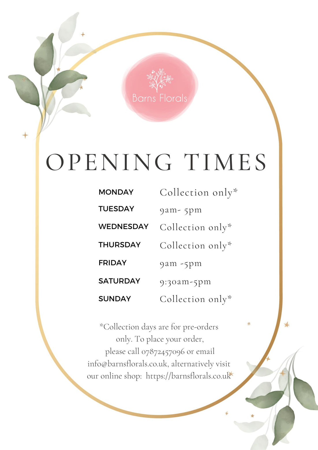Shop Opening Times
