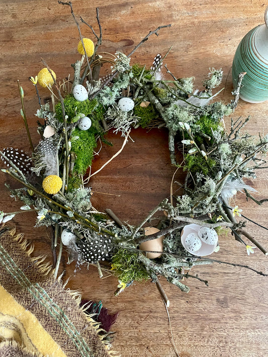 Rustic Spring door wreath. Easter decor. Table centrepiece.